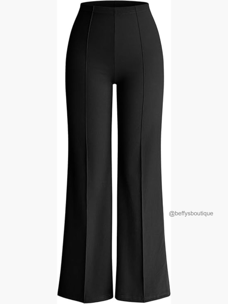 High Waist Wide Leg Pants, Stretch Nylon, Casual Workout Wear